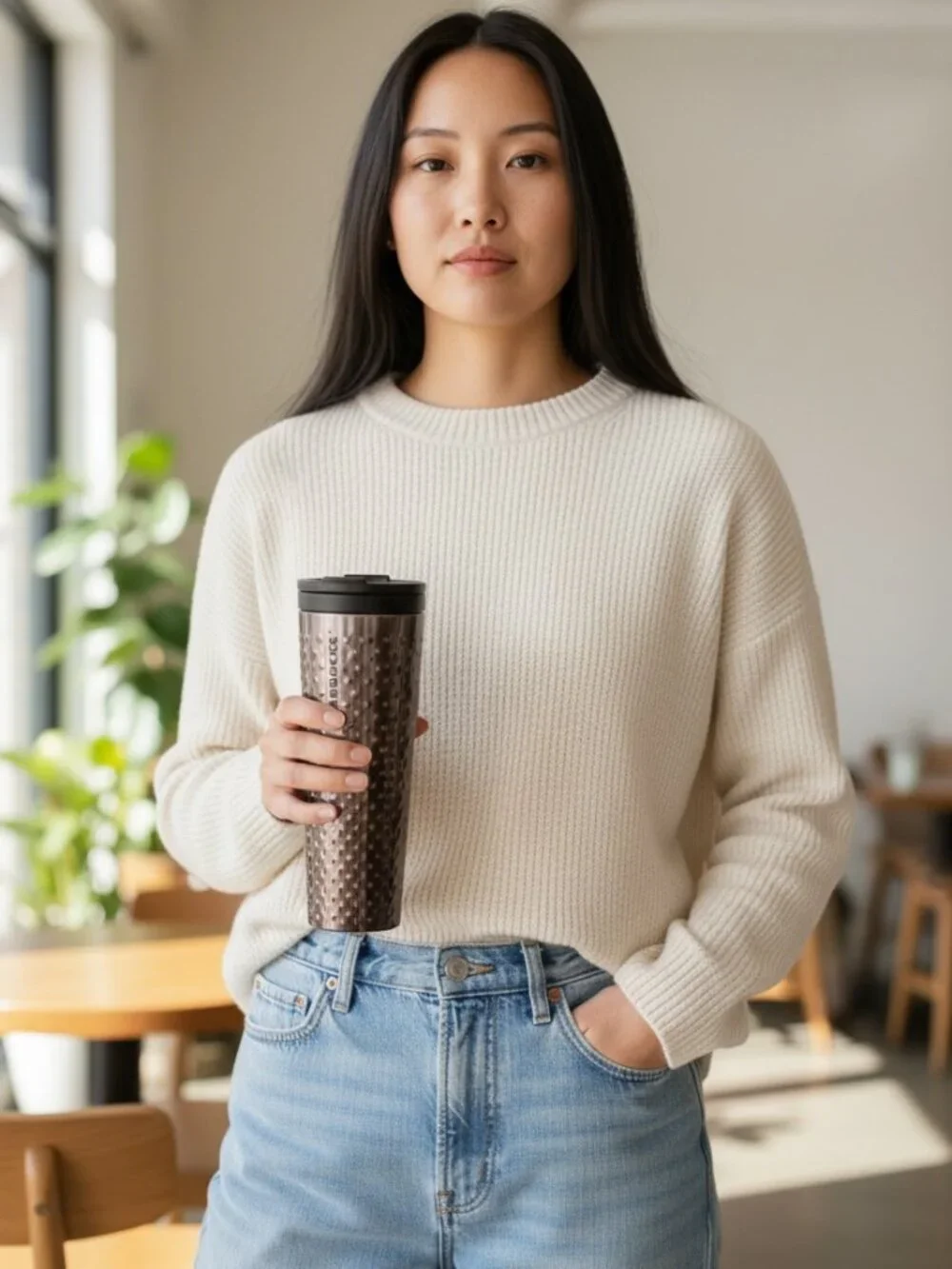 Starbucks 2012 Vintage Stainless Steel Tumbler Brown Bronze Dimpled Dot 16oz - Picture 3 of 8